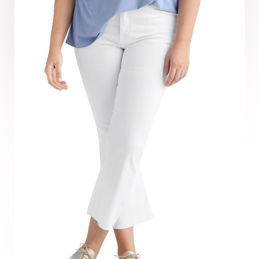 ELLOS Plus Size Crop Bootcut White Jeans.‎ Stretch/cut/flare!! S-20 NEW
